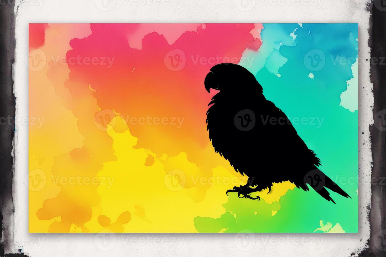 Illustration of a parrot on abstract watercolor background. Watercolor paint. Digital art, photo