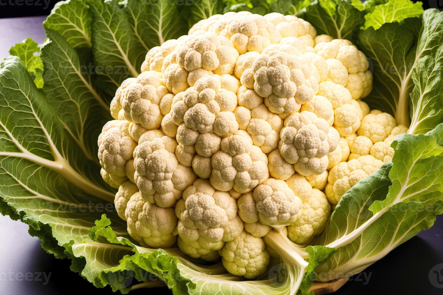 Cauliflower on a black background. Vegetarianism and healthy eating. healthy food concept. photo