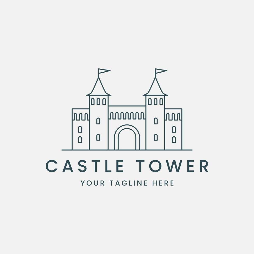 castillo torre línea Arte logo vector modelo ilustración diseño