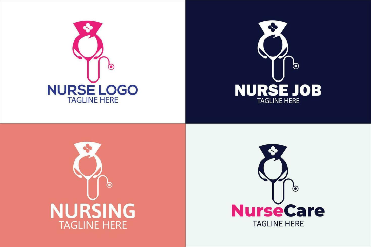 enfermería moderno minimalista logo. médico clínica logo diseño modelo. hospital, enfermero, diagnóstico logo. vector