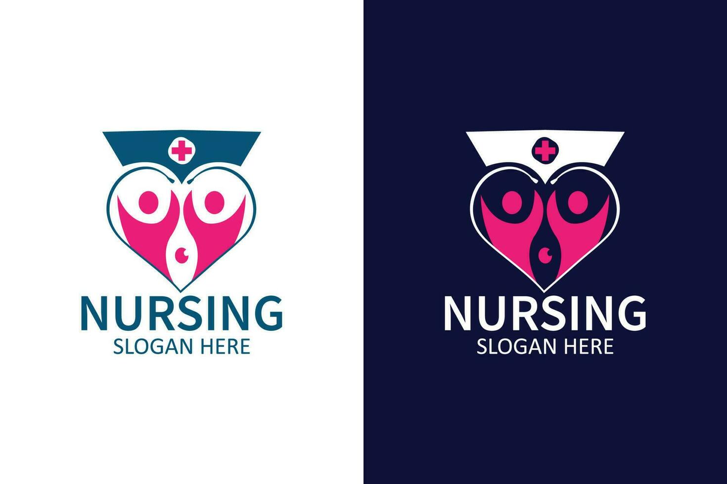 enfermería moderno minimalista logo. médico clínica logo diseño modelo. hospital, enfermero, diagnóstico logo vector