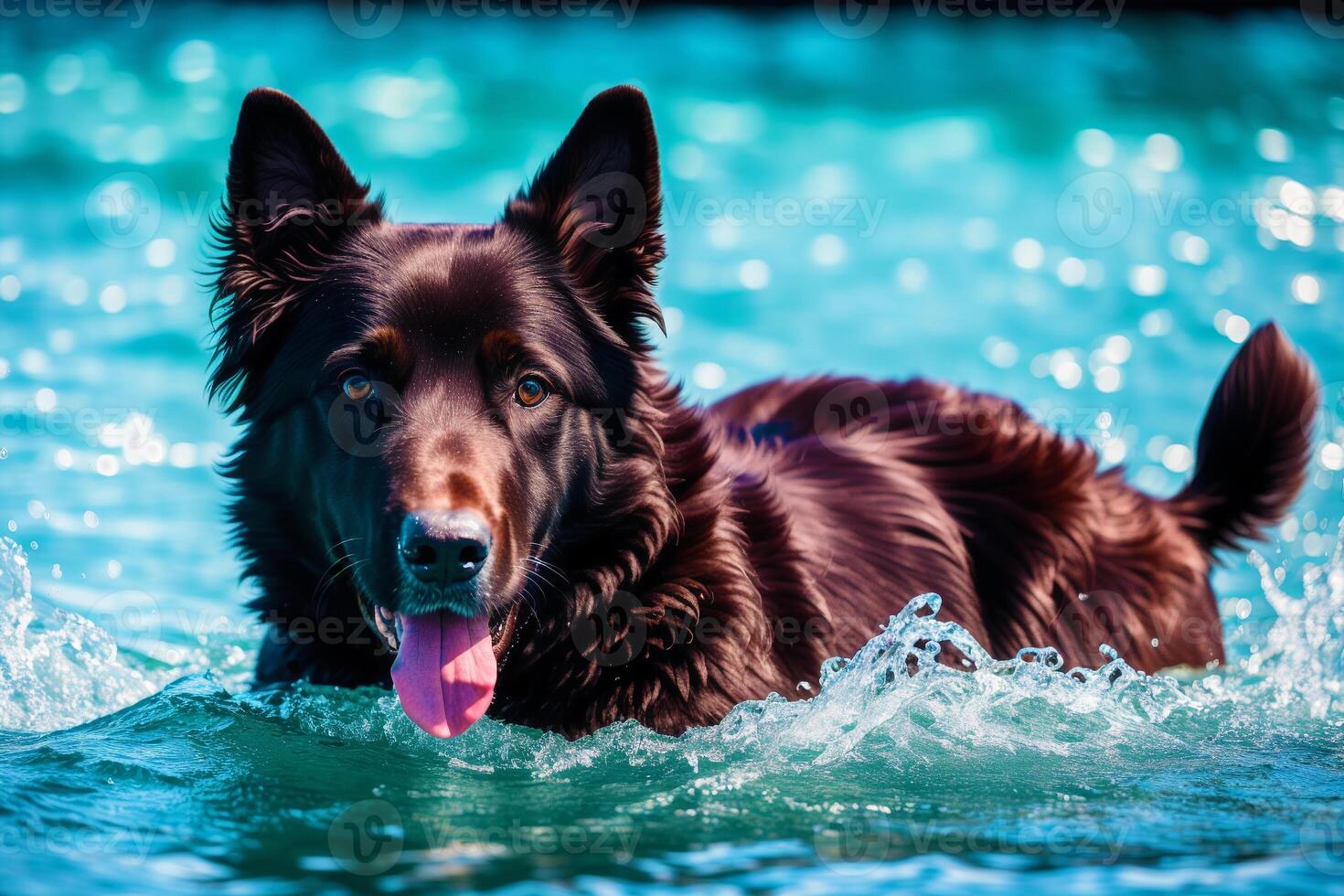 Portrait of a beautiful Belgian Shepherd dog in the park. Belgian Malinois. photo