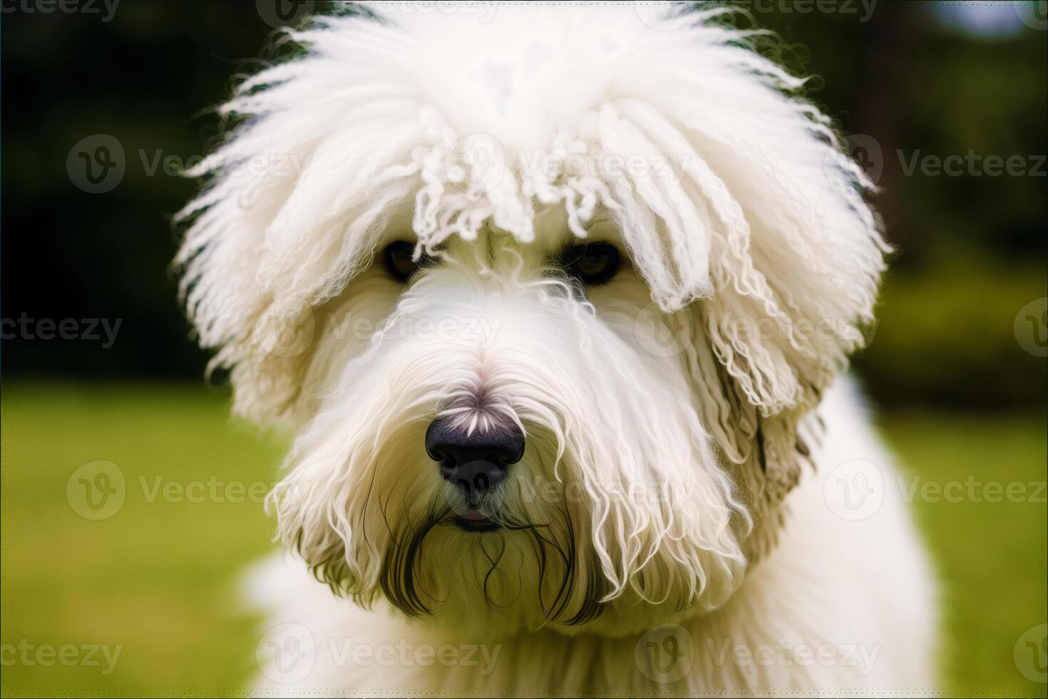 Portrait of a beautiful dog dog playing in the park. photo