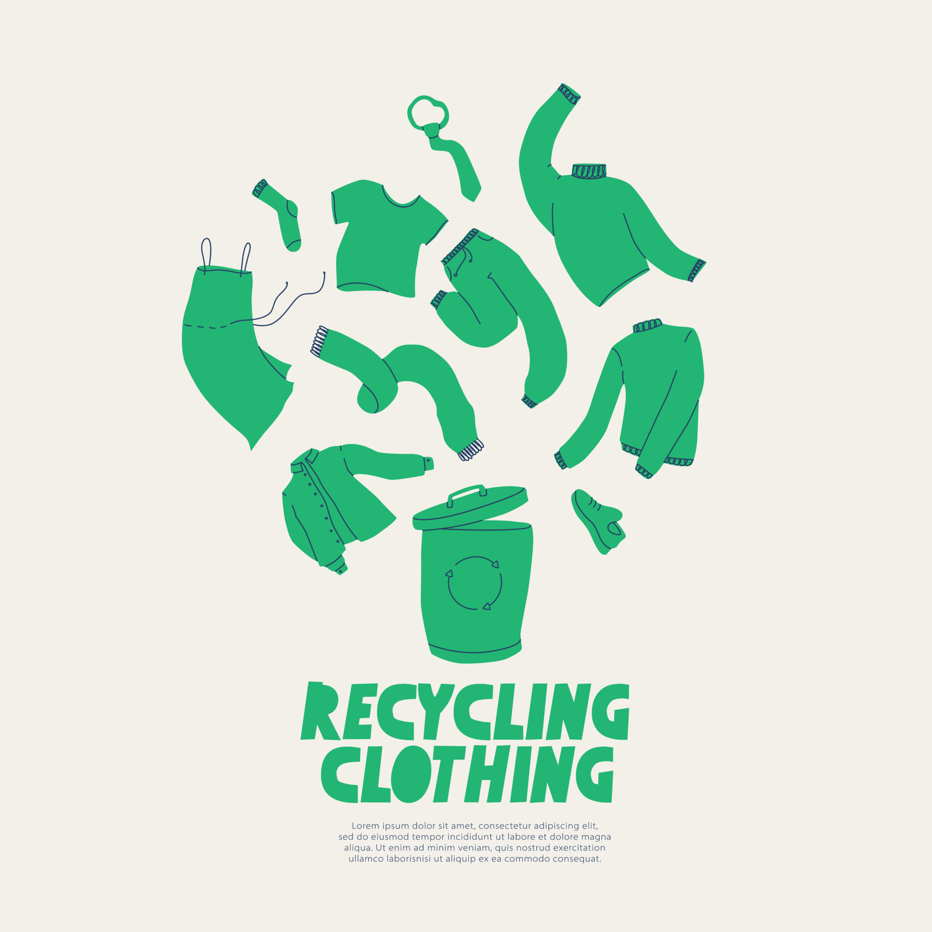 Clothing recycling. A poster calling for the recycling of clothing, footwear and textiles