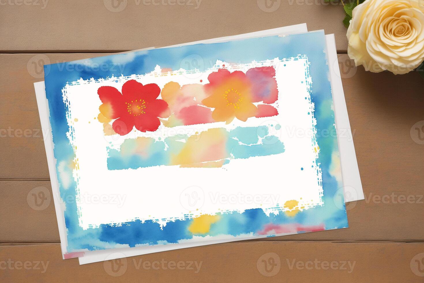 Childrens Day postcard. Childrens Day background. Watercolor paint. Digital art, photo