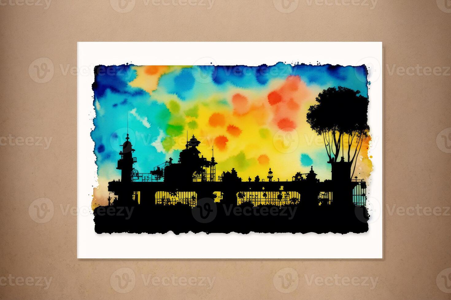 Childrens Day postcard. Childrens Day background. Watercolor paint. Digital art, photo