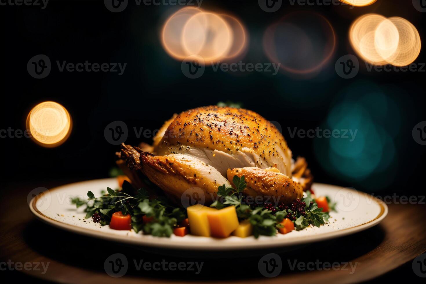 Thanksgiving postcard. Thanksgiving celebrations background. Turkey. Copy space. photo