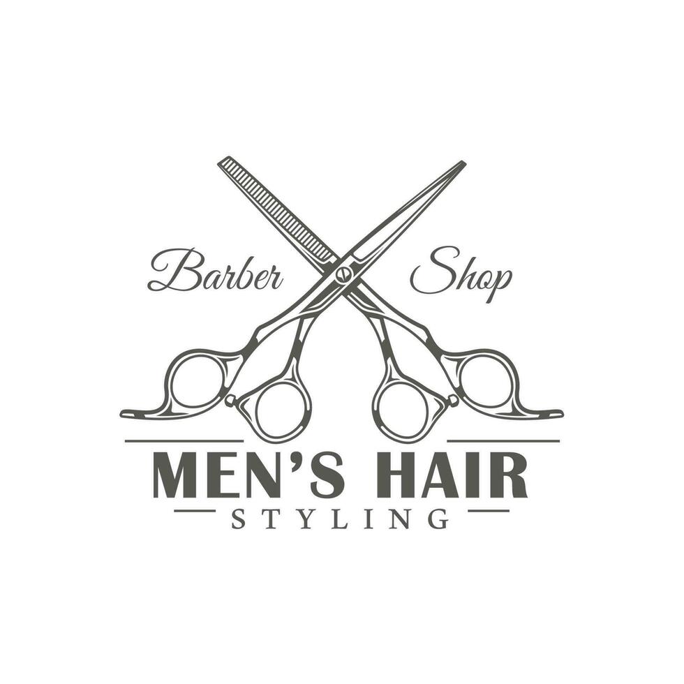 Barbershop label isolated on white background vector