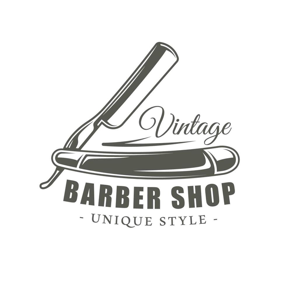 Barbershop label isolated on white background vector