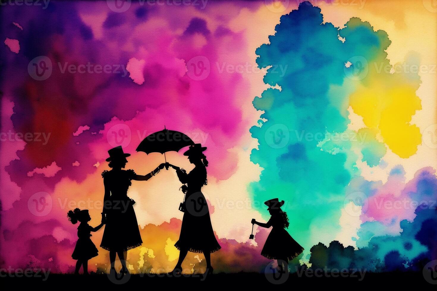 Pride Month. An illustration of lesbian family. lesbian family spending time together. Lgbtq. photo