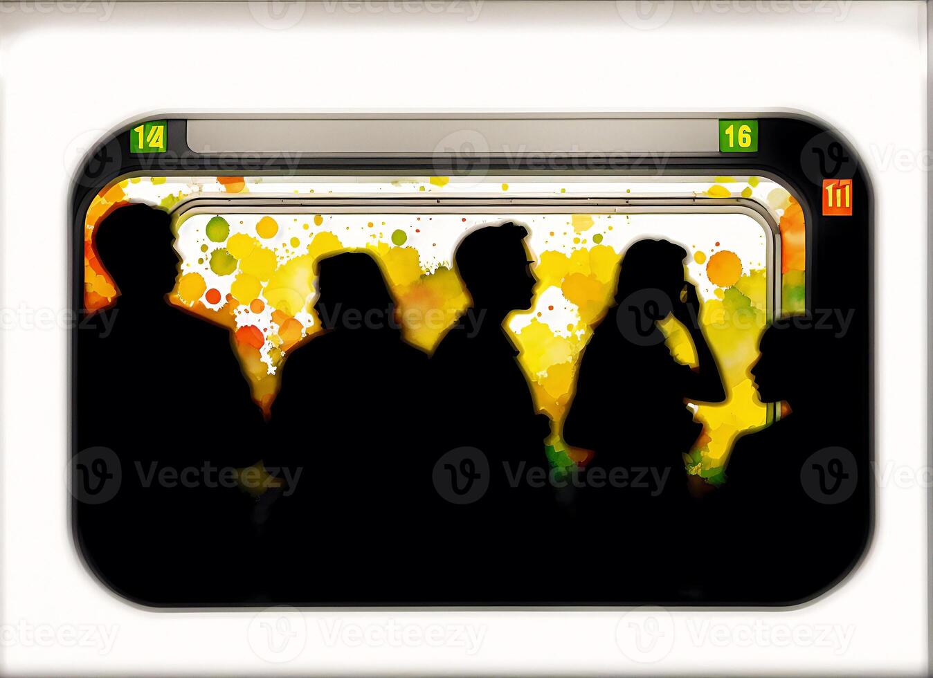 An illustration of A family. silhouette. Watercolor paint. Happy family spending time together.Age Diversity. photo