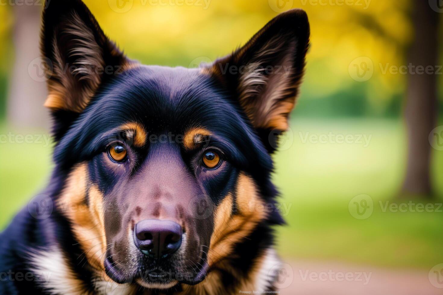 Portrait Of A Beautiful German Shepherd Dog Playing In The Park Portrait Of A Beautiful German Shepherd Dog Playing In The Park