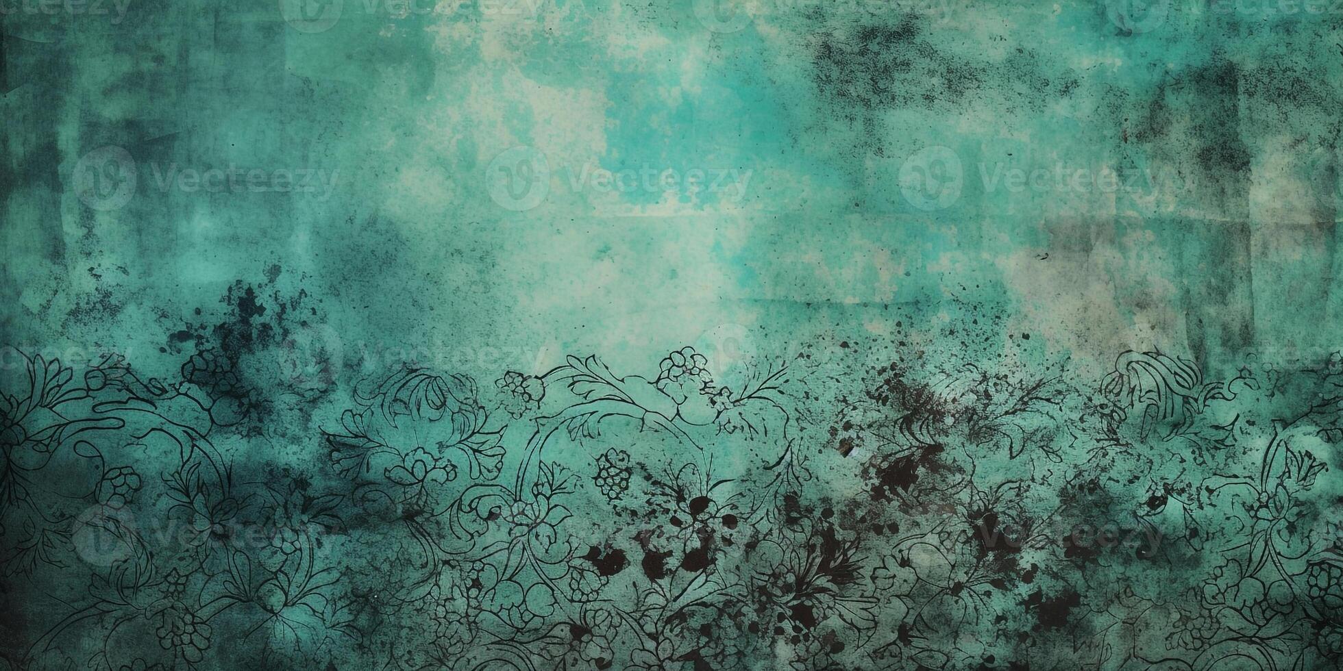 Turquoise Grunge Texture Background Distressed Surface in Aqua Blue Shades. photo