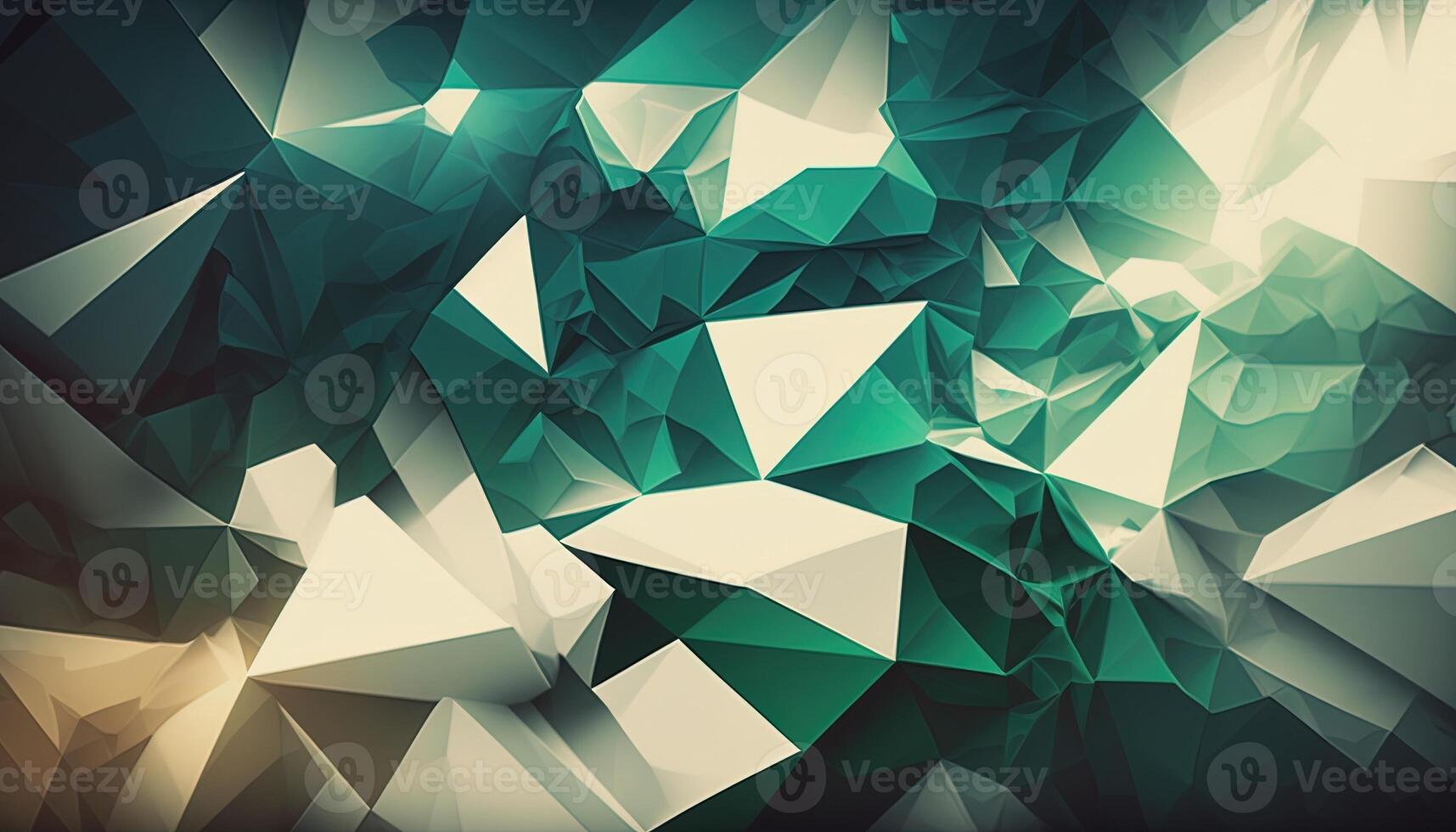 Polygonal high resolution pattern for background, white and teal and green flares. Abstract hexagonal polygonal low poly triangular high resolution futuristic green energetic background photo