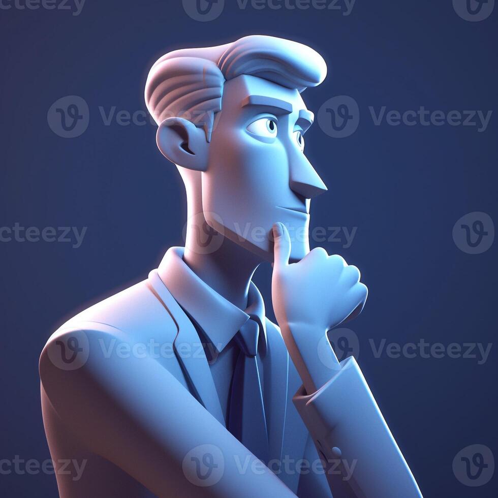 3d character of business man thinking. photo