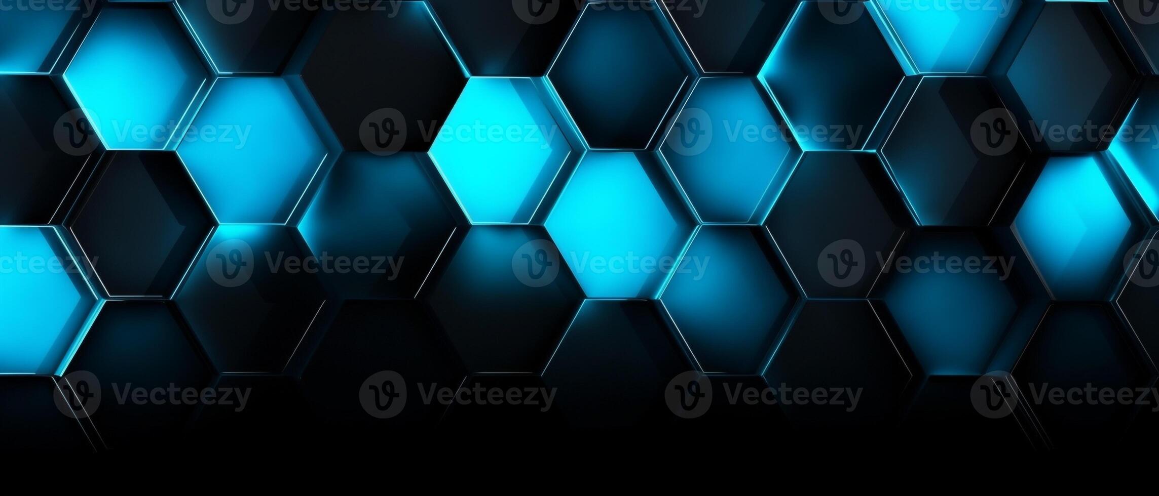 Futuristic black and blue hexagon background technology concept. photo