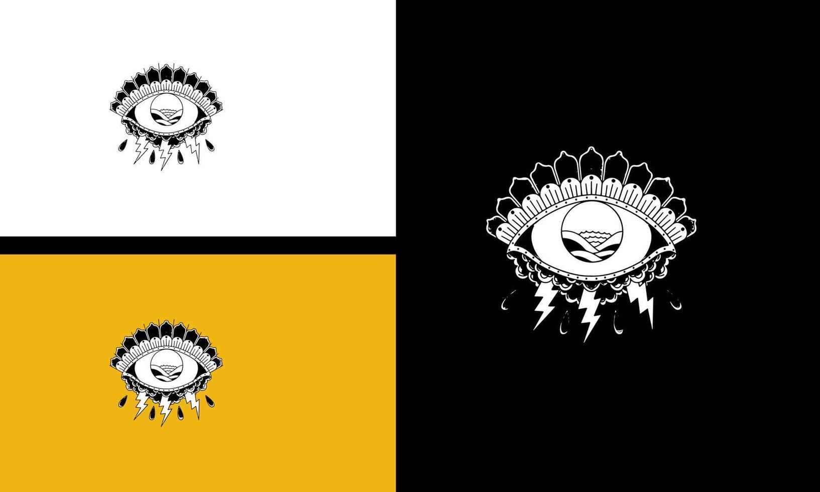 eyes and lightning vector line art design