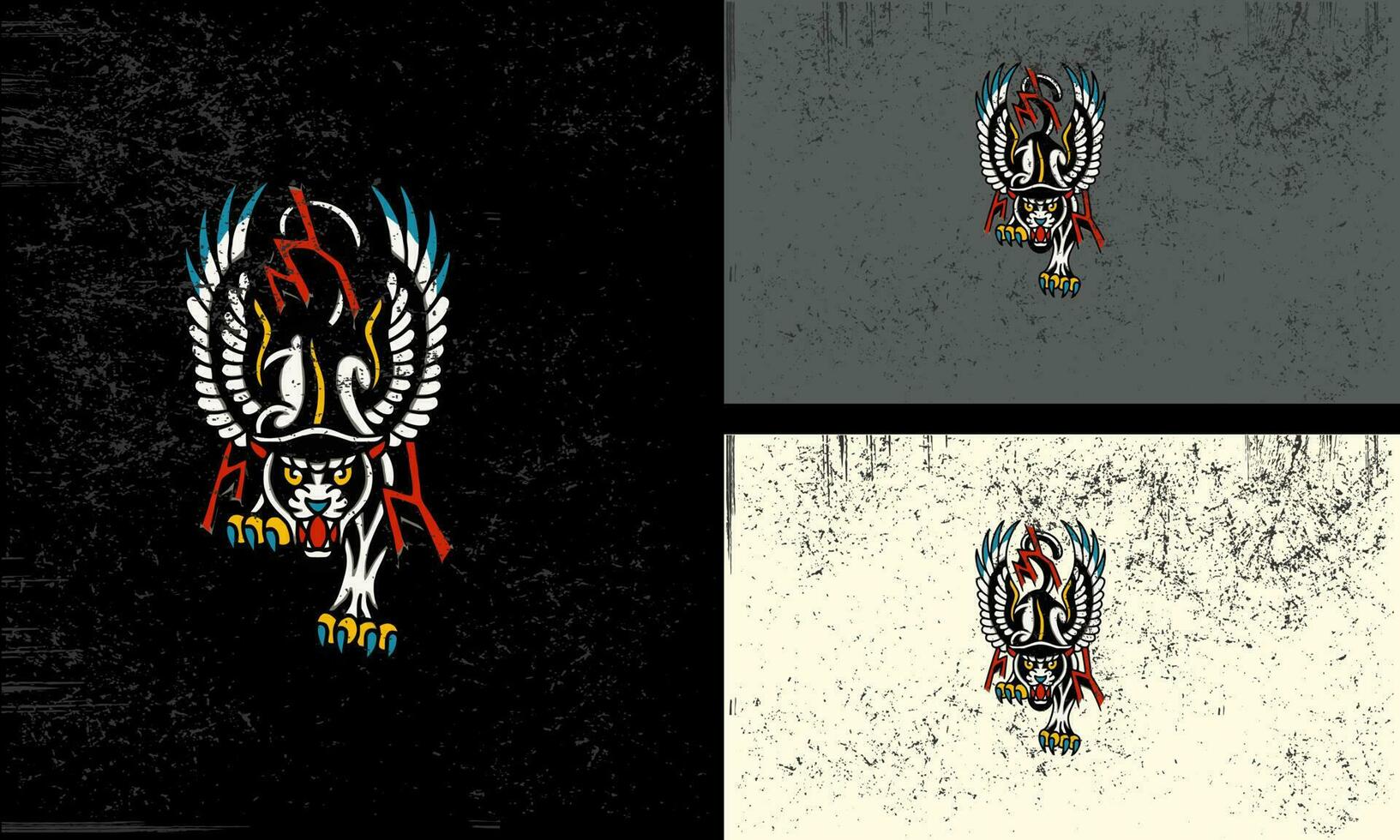 panther with wings vector mascot flat design