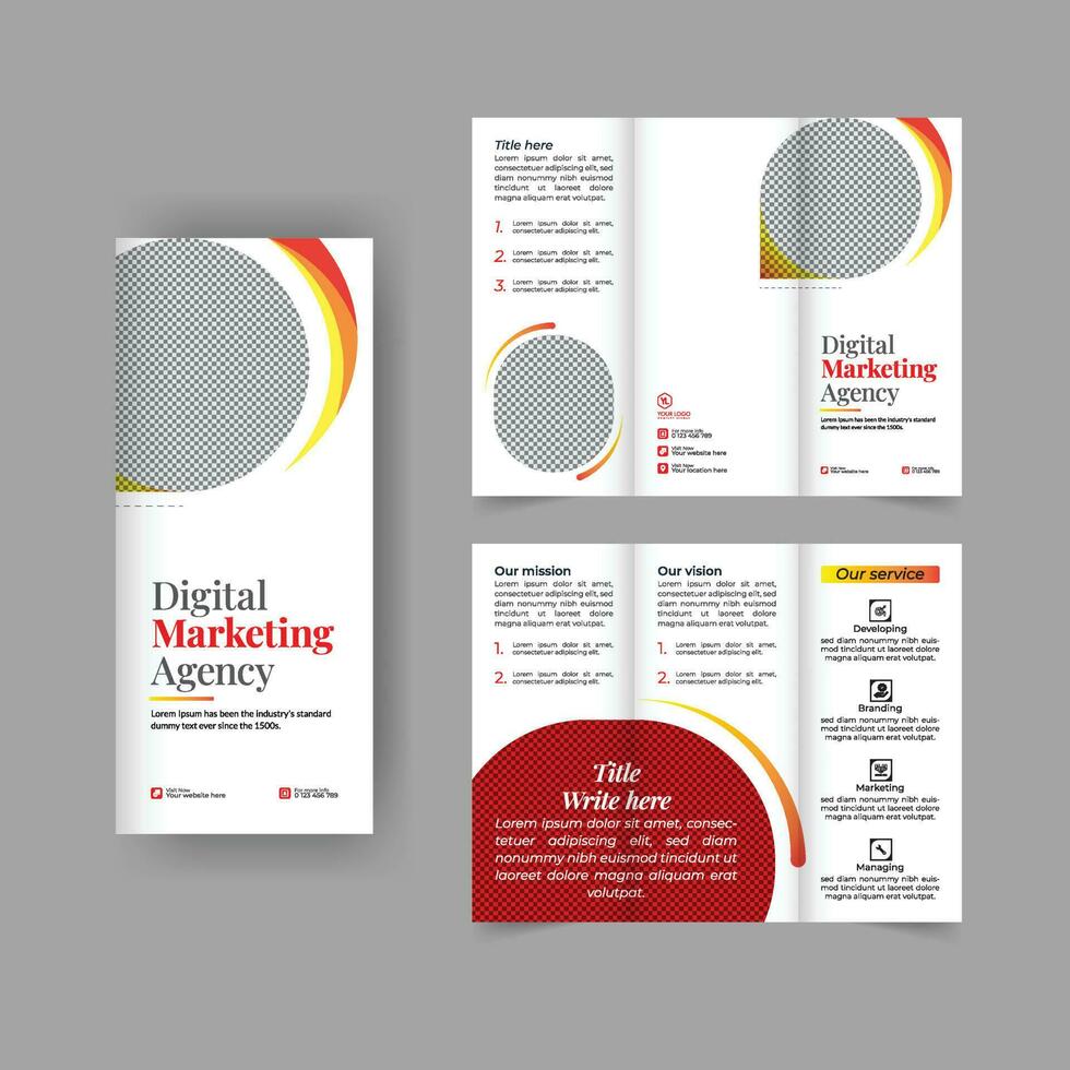 Business trifold brochure annual report cover, digital marketing tri fold corporate brochure cover or flyer design. Leaflet presentation. Catalog with Abstract geometric background. Modern template vector