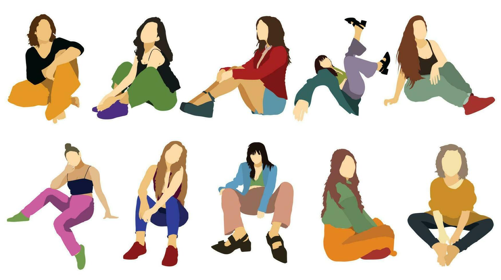 ilustración de un mujer sentado mujer vector con hermosa colores
