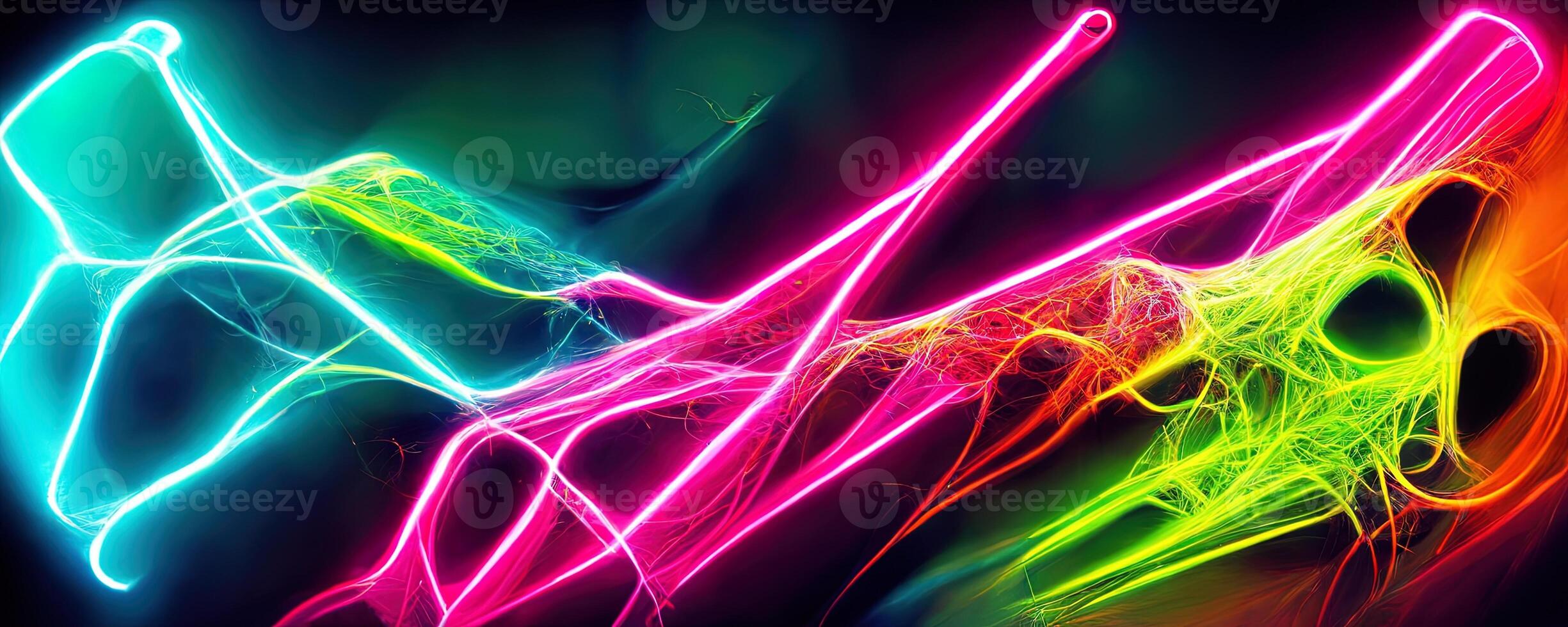 illustration of gaming background abstract, cyberpunk style of gamer wallpaper, neon glow light of sci-fi. Glowing iridescent neon lights for both light and dark backgrounds. photo