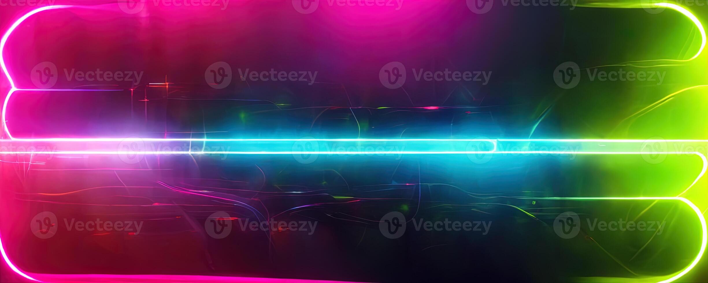 illustration of gaming background abstract, cyberpunk style of gamer wallpaper, neon glow light of sci-fi. Glowing iridescent neon lights for both light and dark backgrounds. photo