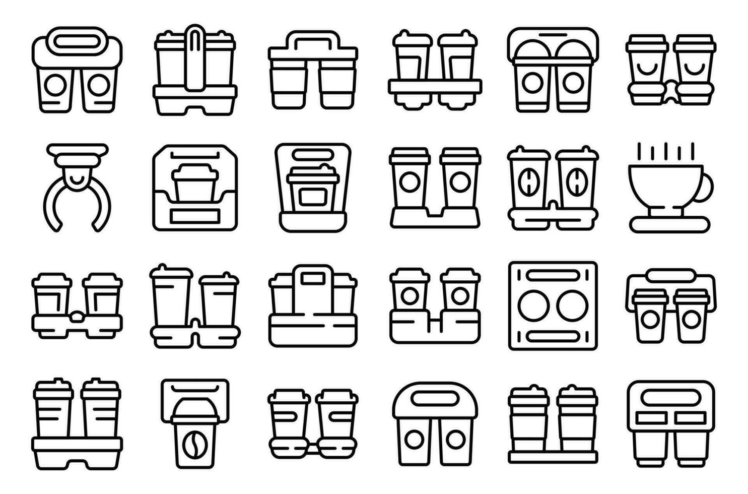 Cup holder icons set outline vector. Food coffee vector