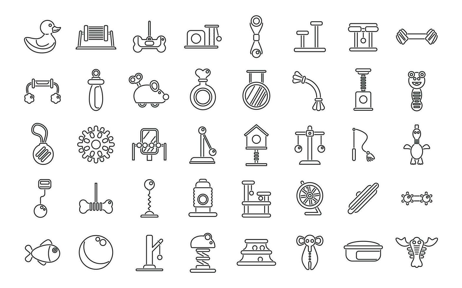 Pet toys icons set outline vector. Cat animal vector