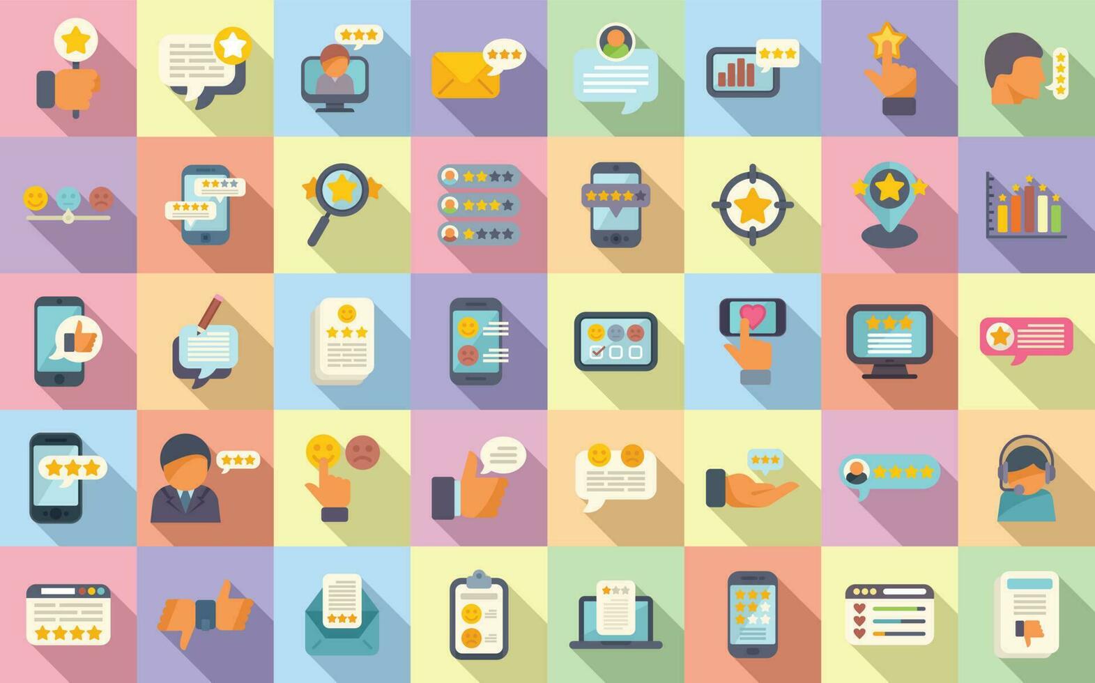 Customer testimonials icons set flat vector. Service review vector