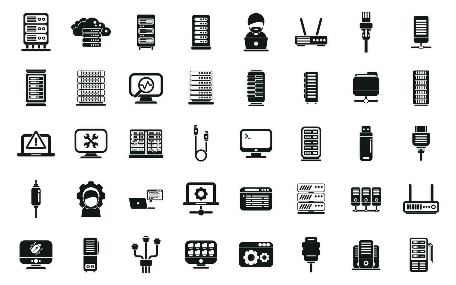 System administrator icons set simple vector. Server data vector