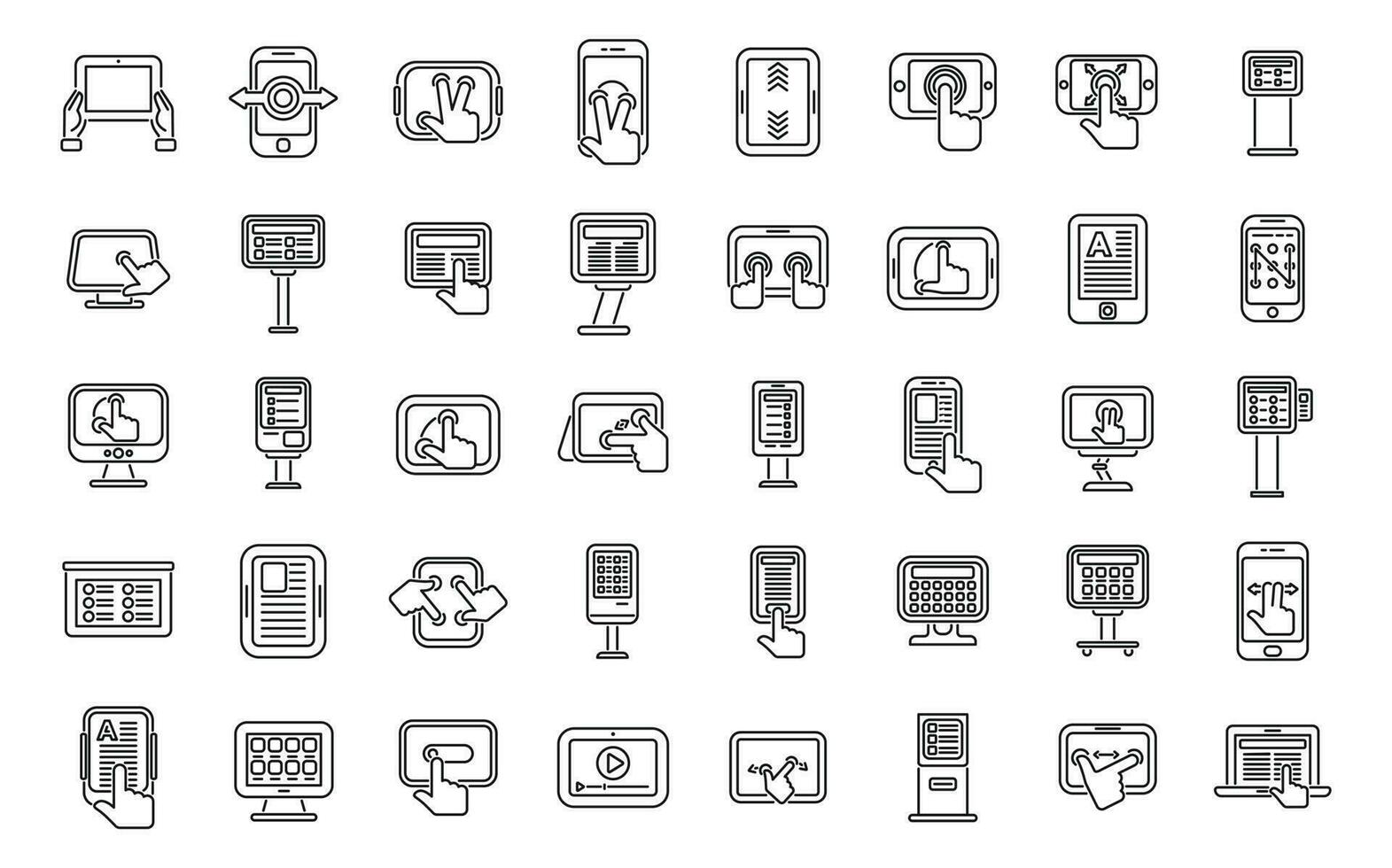 Touchscreen icons set outline vector. Phone system vector