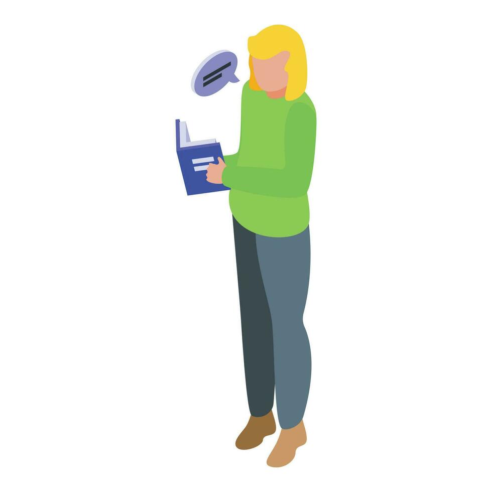 Night babysitting book reading icon isometric vector. Sleep bed vector