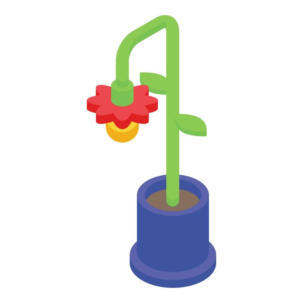 bebé juguete planta maceta icono isométrica vector. cuidado niño vector