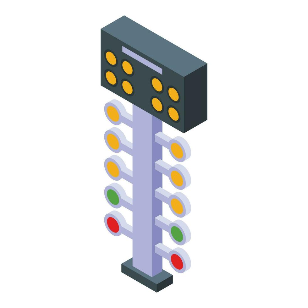 Racer traffic lights icon isometric vector. Race car vector