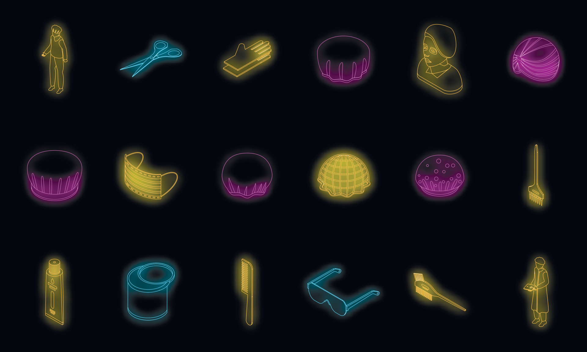 Hair cover icons set vector neon 23597352 Vector Art at Vecteezy