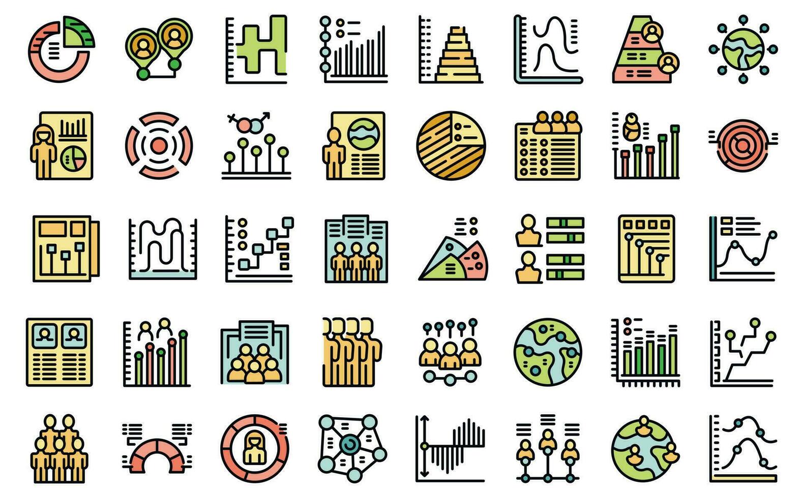 Demographer icons set vector flat