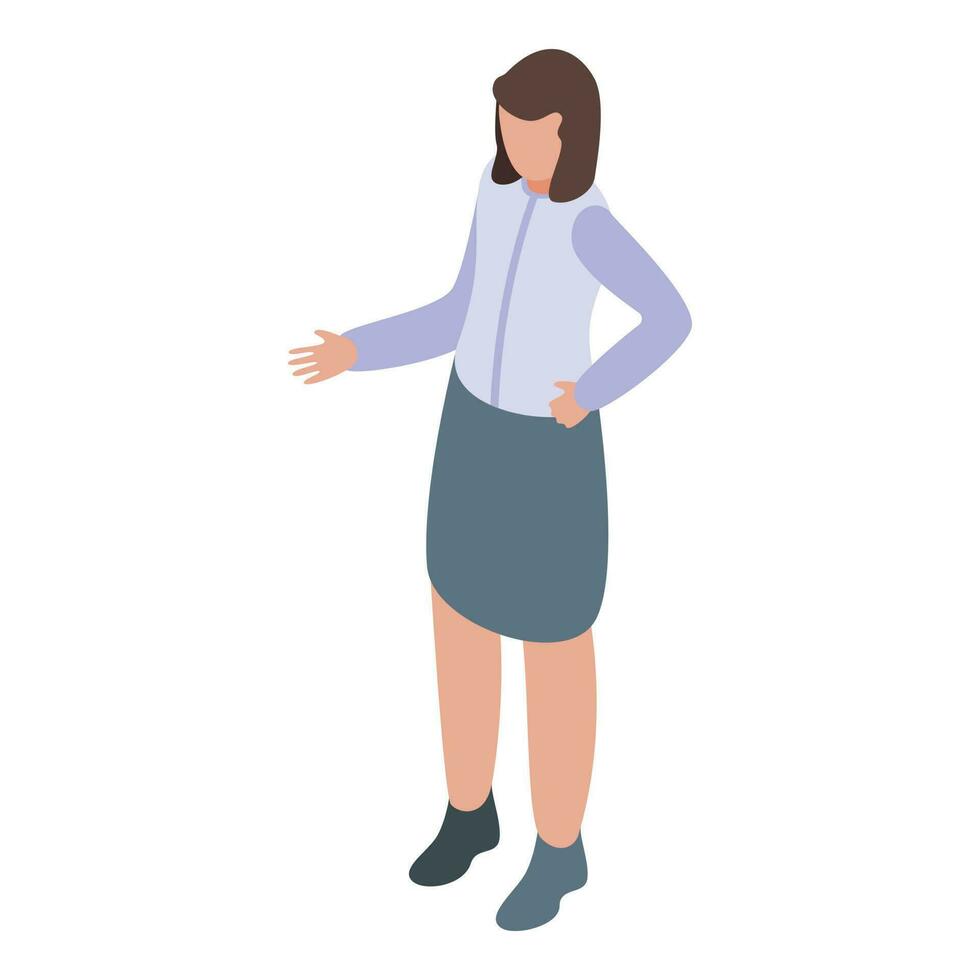 Woman gesture icon isometric vector. Female character vector
