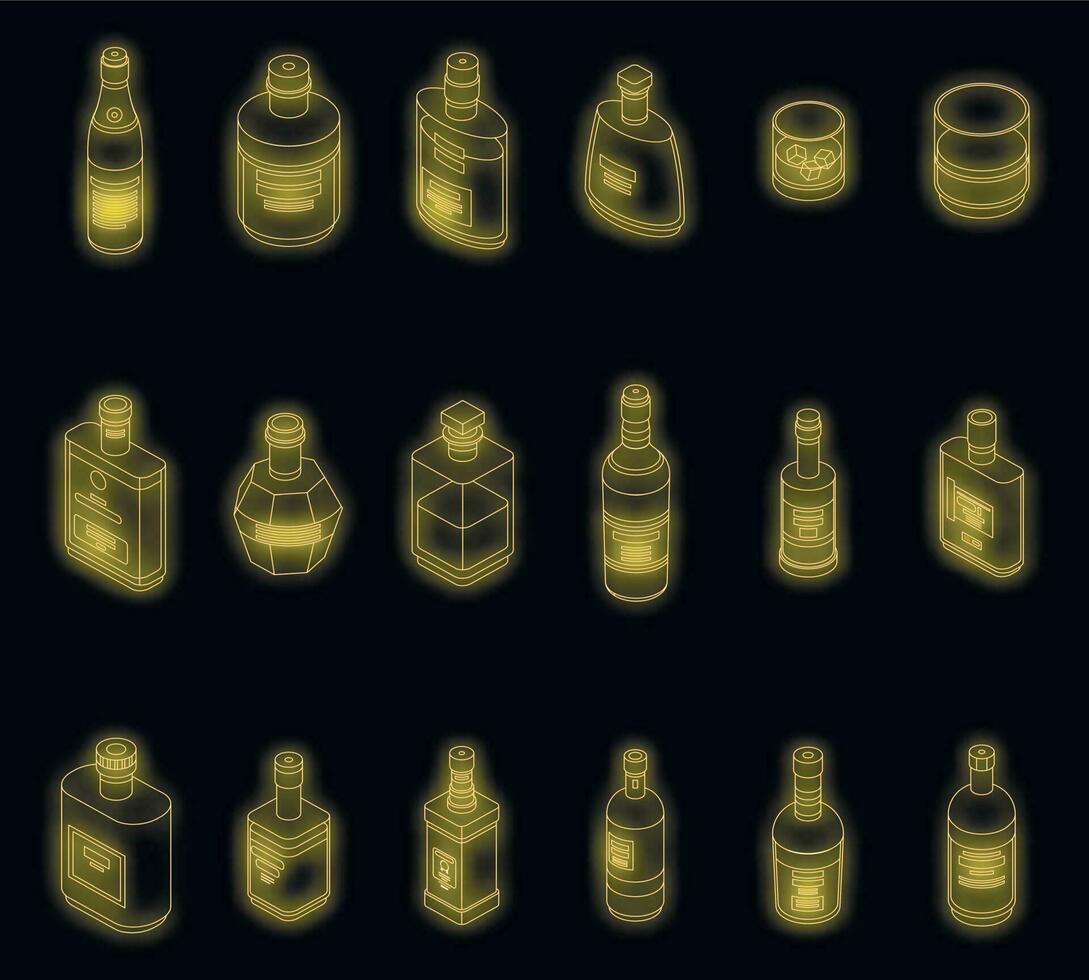 Bourbon icons set vector neon