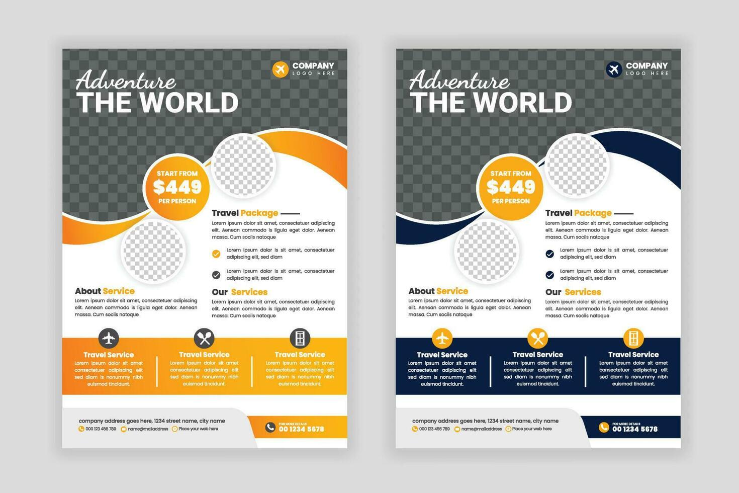 Travel flyer or poster brochure design layout, Travel flyer template for travel agency vector