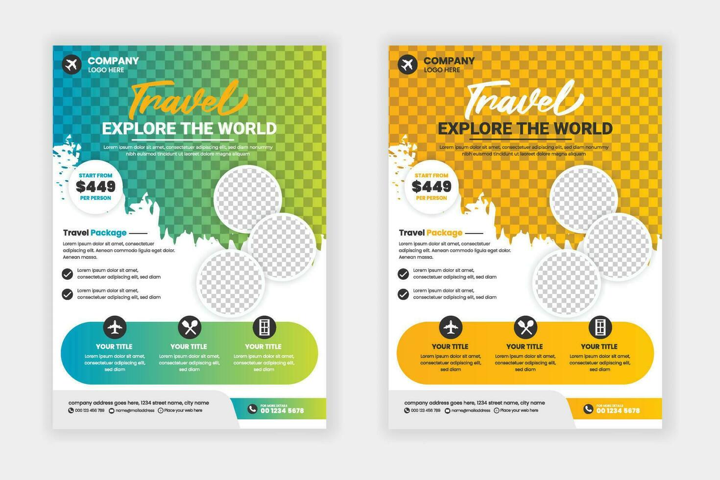 Travel flyer or poster brochure design layout, Travel flyer template for travel agency vector