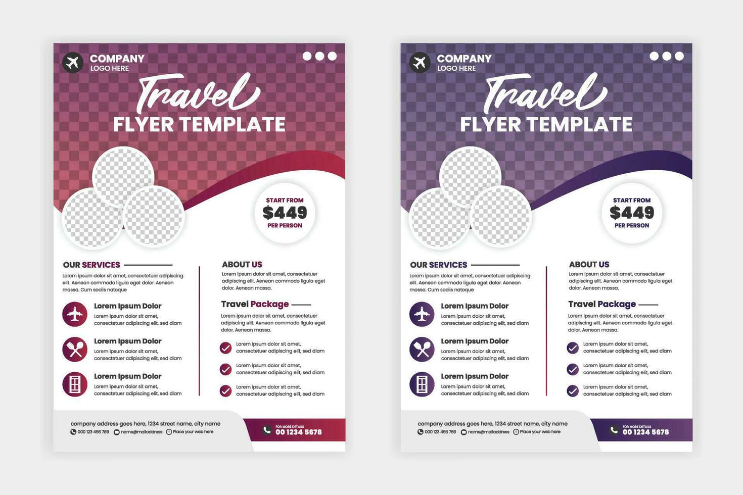 Travel flyer or poster brochure design layout, Travel flyer template for travel agency vector