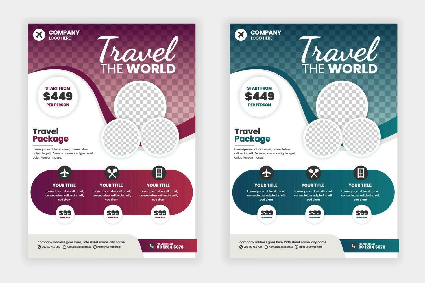 Travel flyer or poster brochure design layout, Travel flyer template for travel agency vector