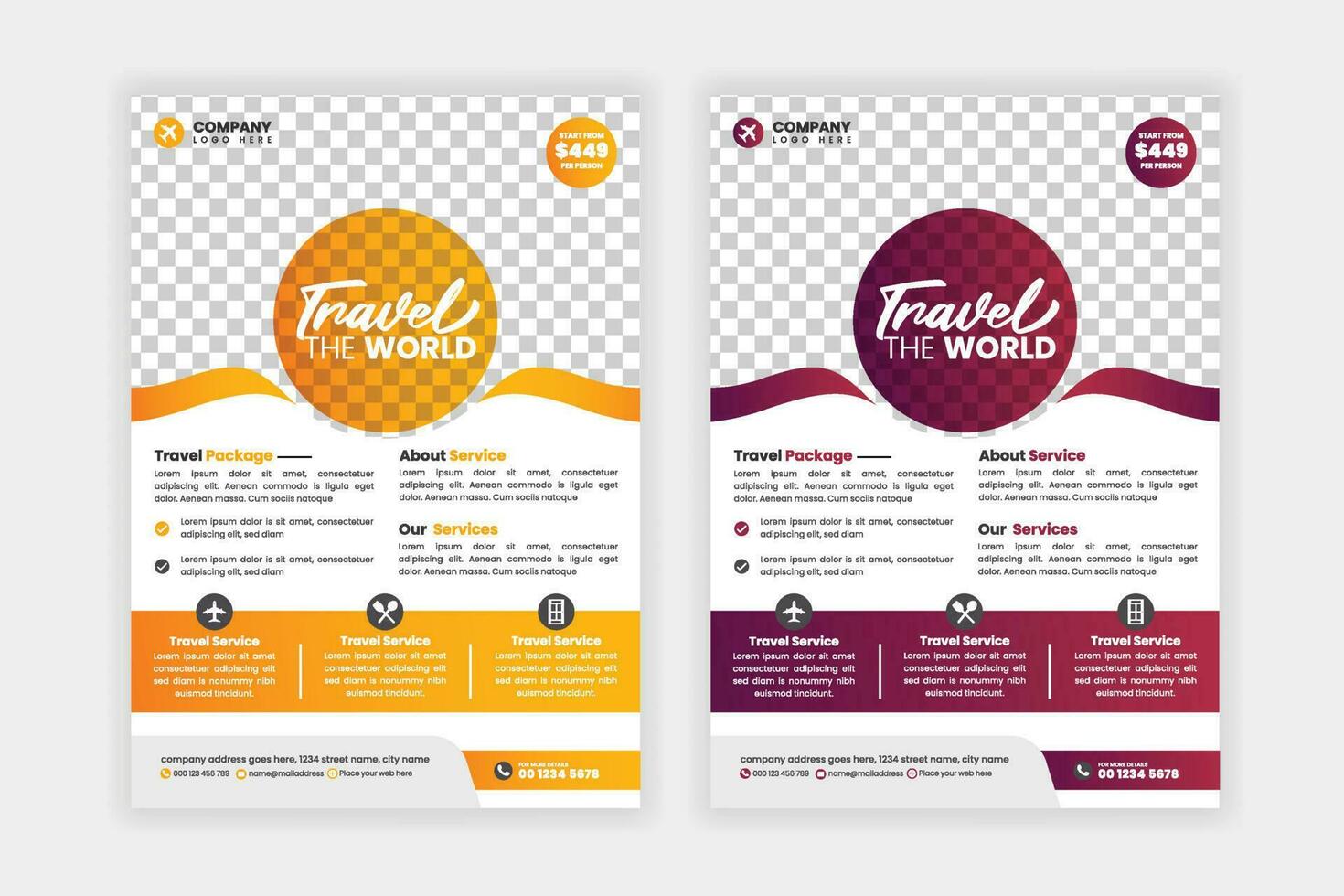 setupTravel flyer or poster brochure design layout, Travel flyer template for travel agency vector