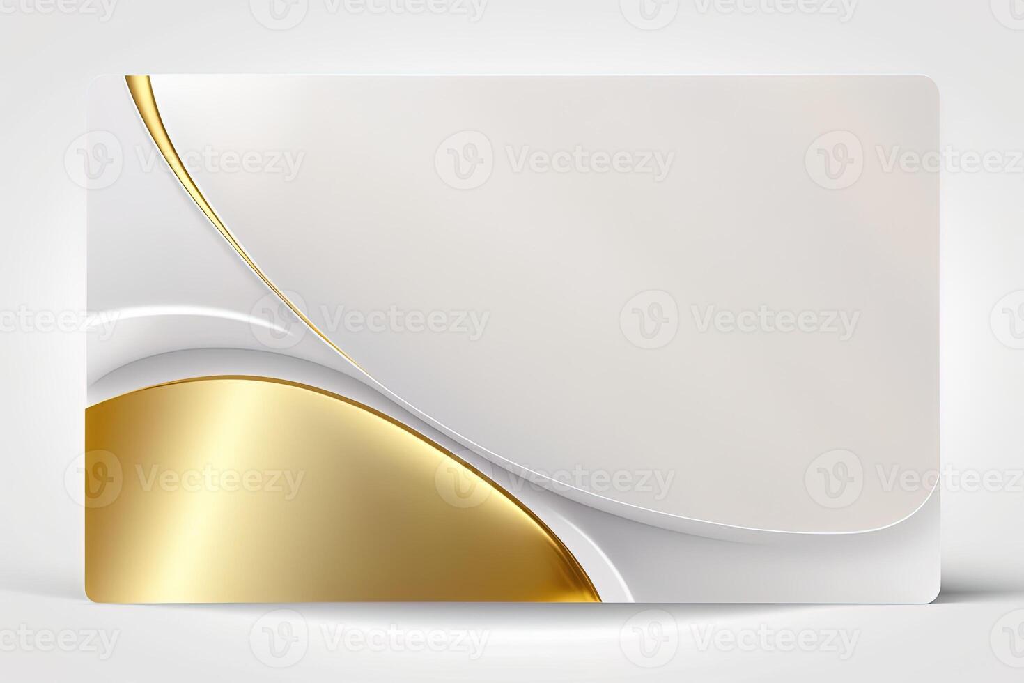 a white card for mockup, horizontal rectangular with rounded corner shapes, front view, stunning light, studio light, reflexion of hundred fine lines of gold reflection, white background photo
