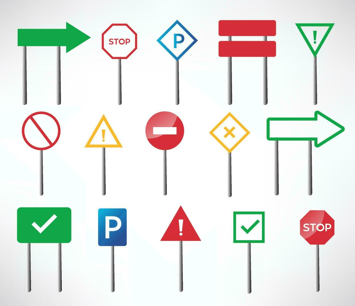 Road traffic control, Lane usage or Stop and yield. Regulatory signs vector