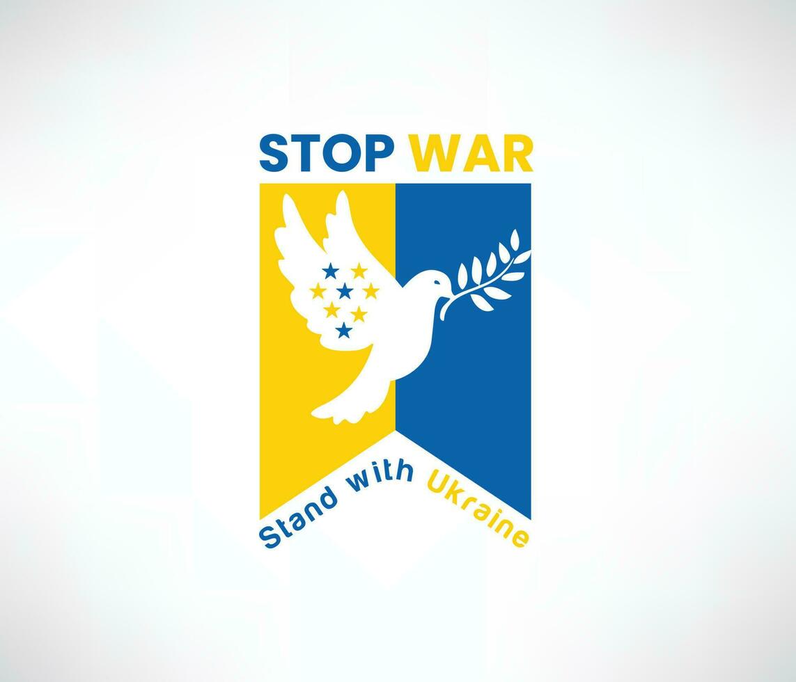 Stand with Ukraine, Badges in blue and yellow with no war, support Ukraine vector