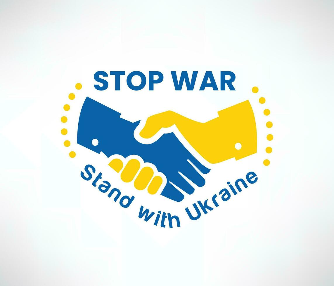 Stand with Ukraine, Badges in blue and yellow with no war, support Ukraine vector