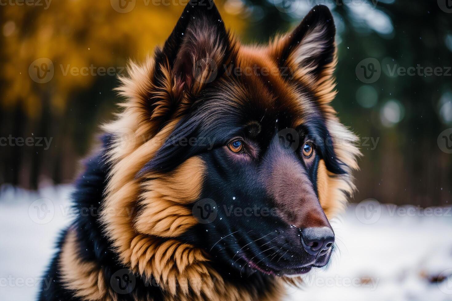 Portrait of a beautiful Belgian Shepherd dog in the park. Belgian Malinois. photo