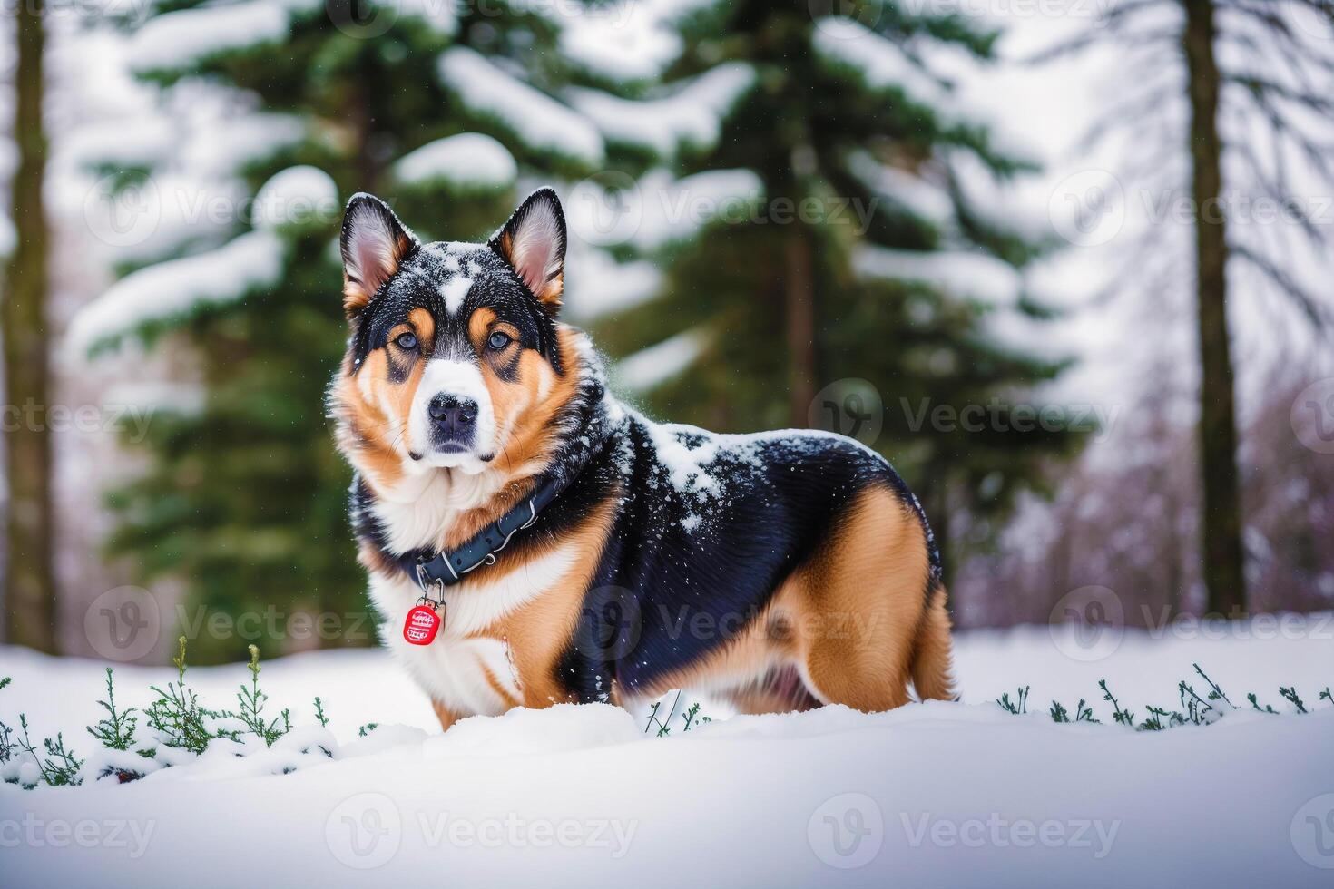 Portrait of a beautiful dog standing in the park. photo