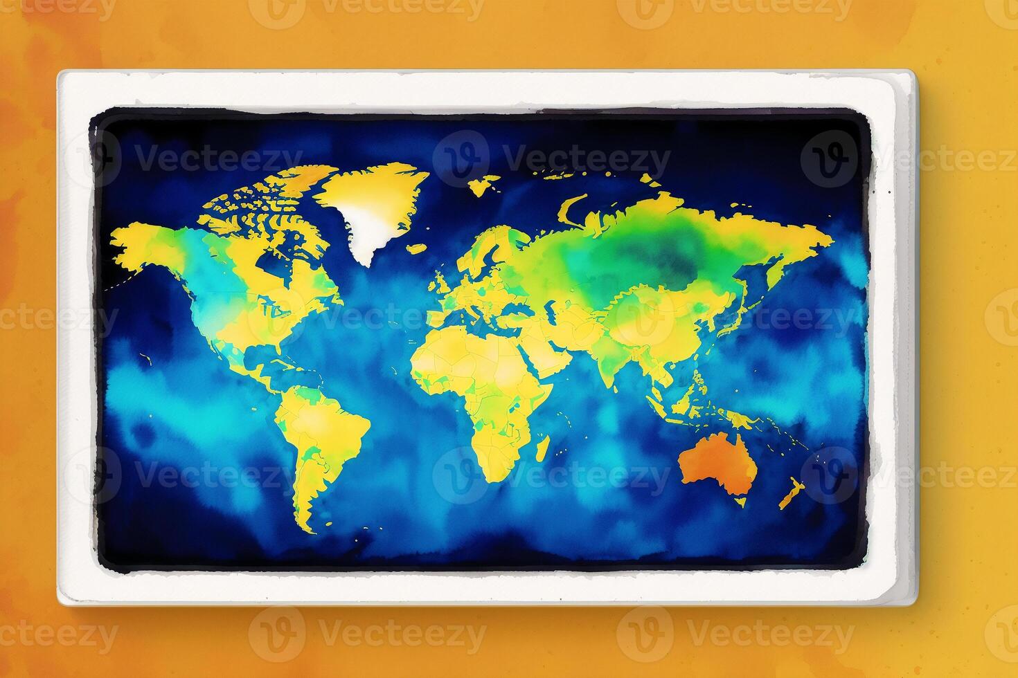 mapa de el mundo . acuarela pintar. digital arte, generativo ai foto